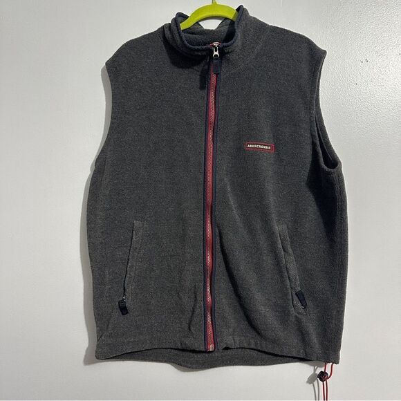 Vintage Abercrombie And Fitch Men’s Full Zip Vest Fleece Grey size L - Picture 1 of 6